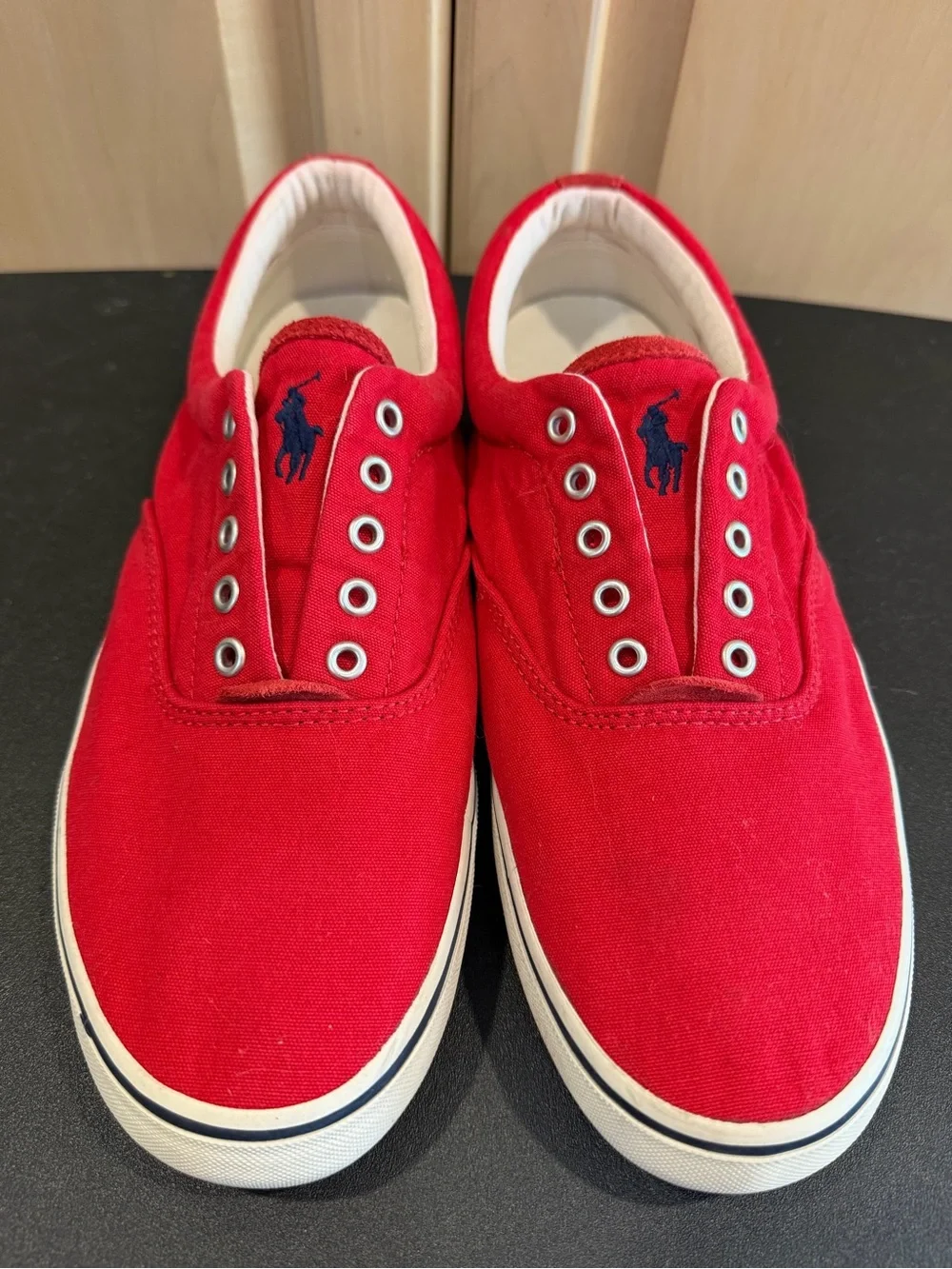 Polo by Ralph Lauren Red Canvas Boat or Deck Shoes Sz. 9